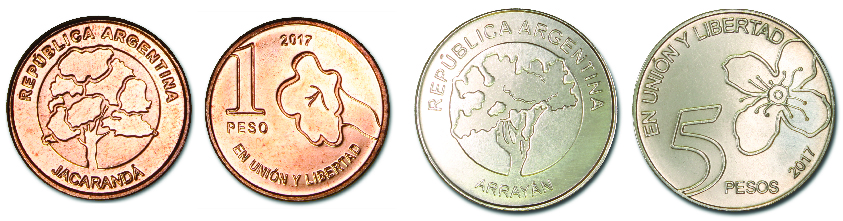 Las nuevas monedas de $1 y $5 con sus imágenes características