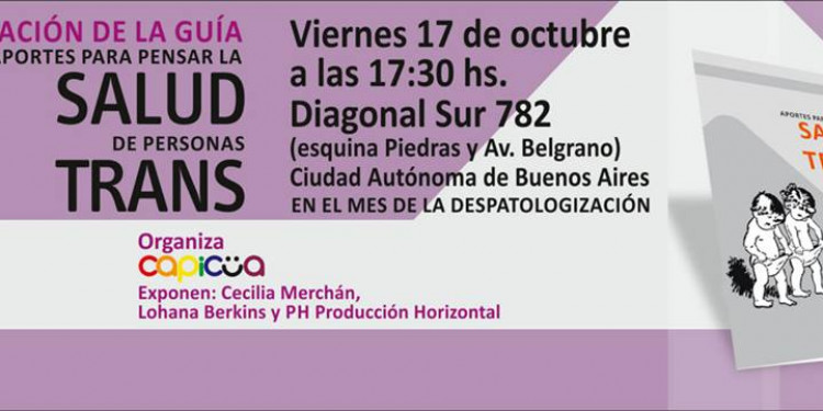 Mañana en Buenos Aires se presenta la Guía "Aportes para pensar la salud de las personas trans"