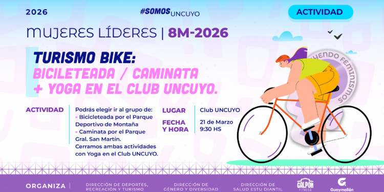 Turismo Bike, caminata y yoga en el mes de las mujeres y diversidades