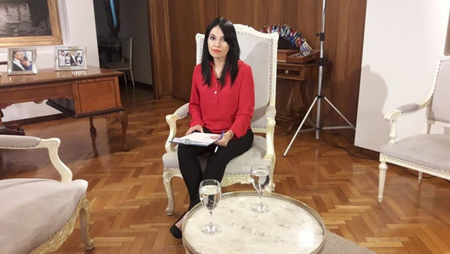 imagen Claudia Durán, en la transmisión conjunta del Acto Central