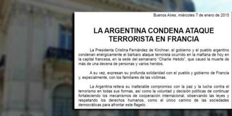 Argentina condenó al ataque en Francia