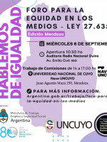 Llega a Mendoza el 5.º Foro para la Equidad en Medios