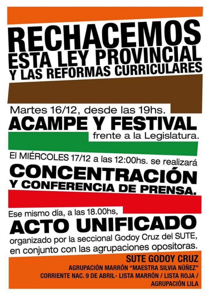 Acampe en contra de la Ley de Educación provincial