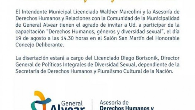imagen Alvear: por presiones de grupos religiosos, suspendieron una charla de diversidad sexual