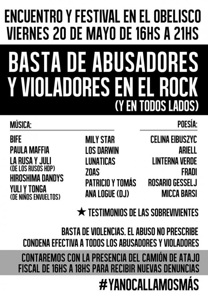 Realizan evento para visibilizar sobre múltiples abusadores y violadores del Rock