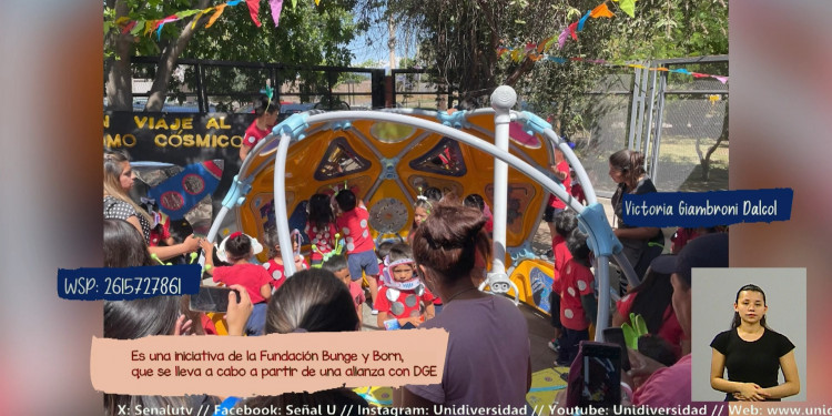 Más de cien escuelas rurales de Mendoza ya tienen el juego "Domo Cósmico" para niños y niñas