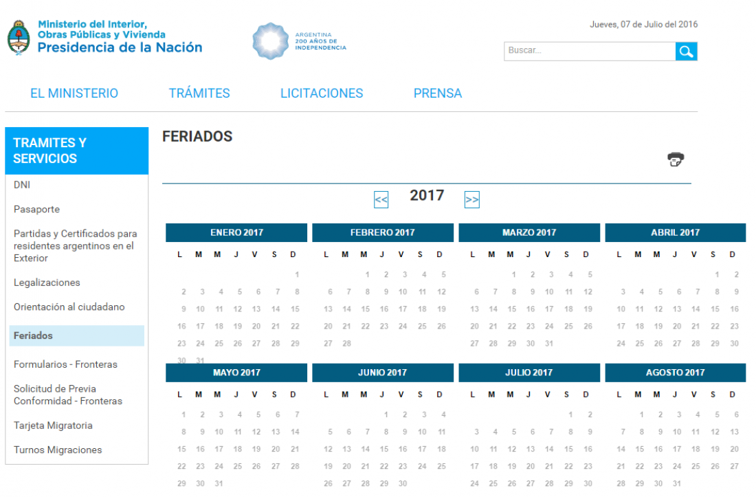 Calendario 2017: sin feriados puente y más findes largos