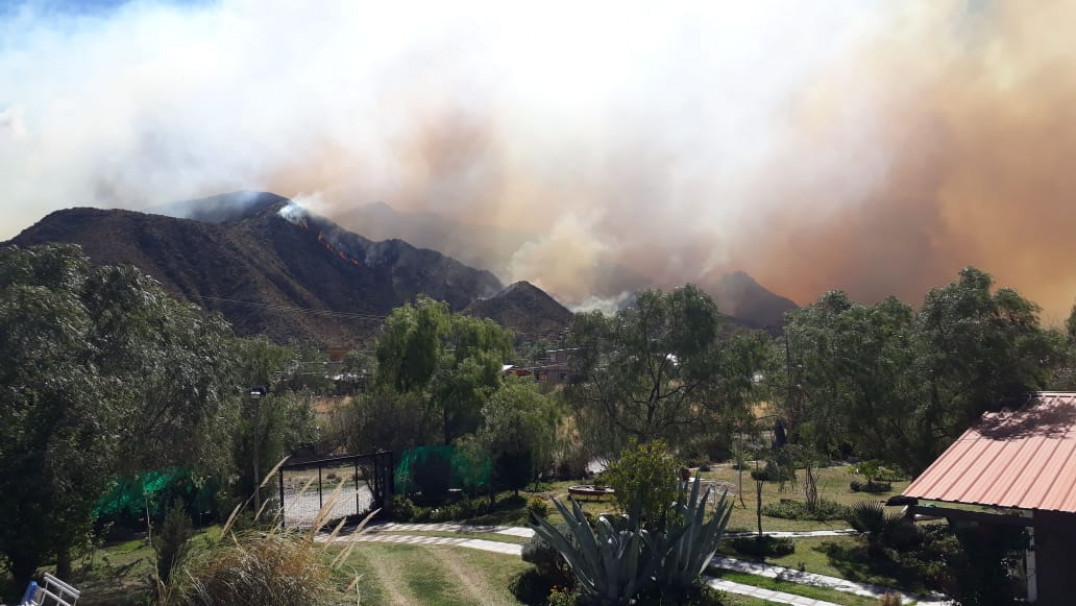 imagen El Zonda propagó un incendio en el Cerro Arco y hubo miedo en barrios cercanos