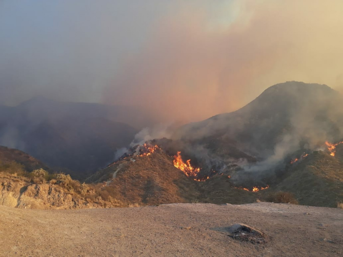 El Zonda propagó un incendio en el Cerro Arco y hubo miedo en barrios cercanos