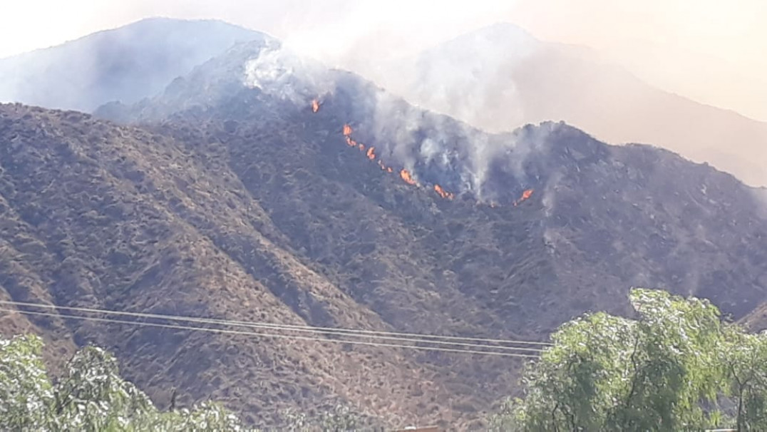 imagen El Zonda propagó un incendio en el Cerro Arco y hubo miedo en barrios cercanos