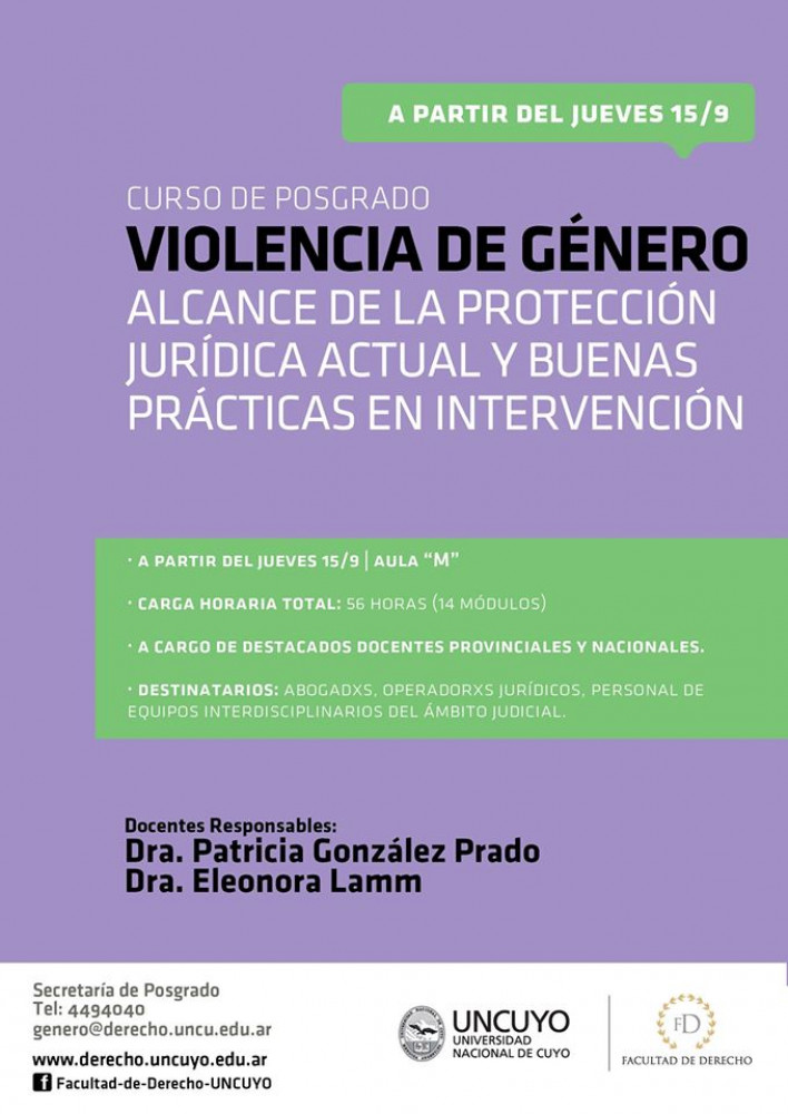 Curso de posgrado sobre el marco legal de la violencia de género en la Facultad de Derecho