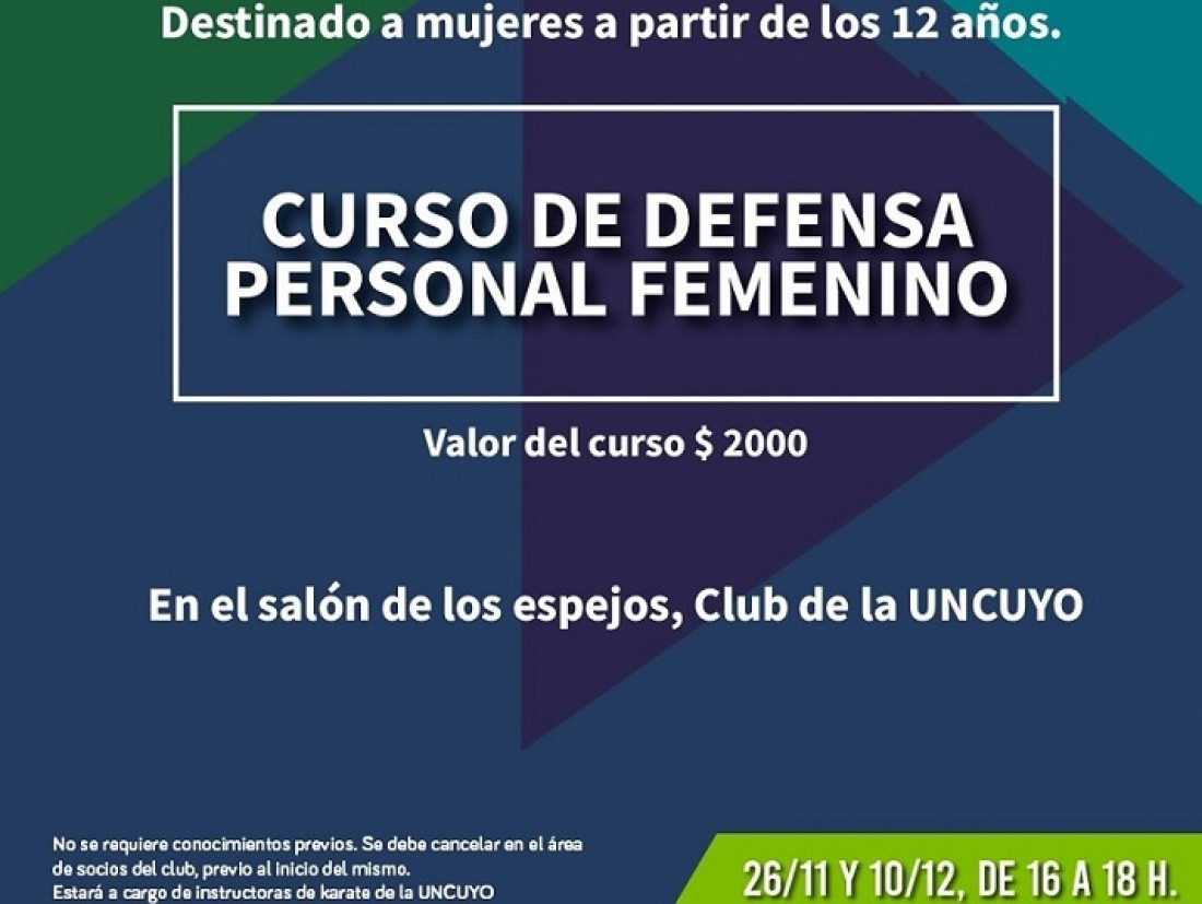 Invitan a un curso de defensa personal para niñas y mujeres en las instalaciones de la UNCUYO