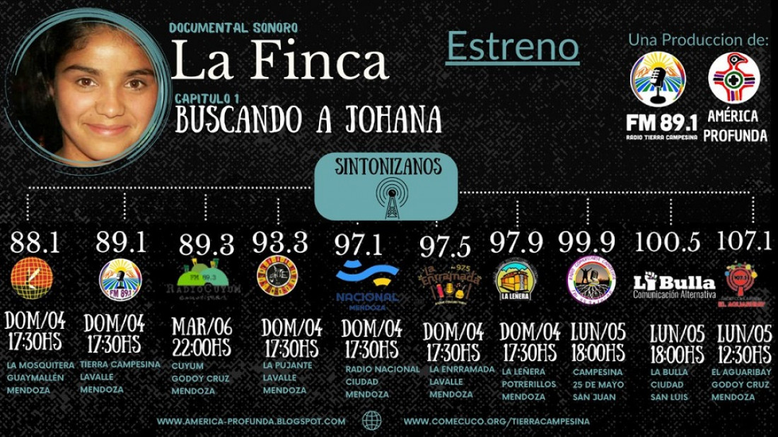 A 10 años de la desaparición, el documental sonoro "La Finca" estrena el capítulo "Buscando a Johana"