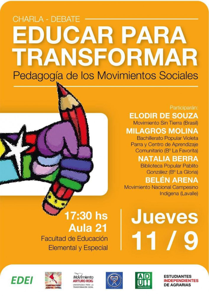 Hoy se llevará a cabo una charla abierta "Educar para transformar"