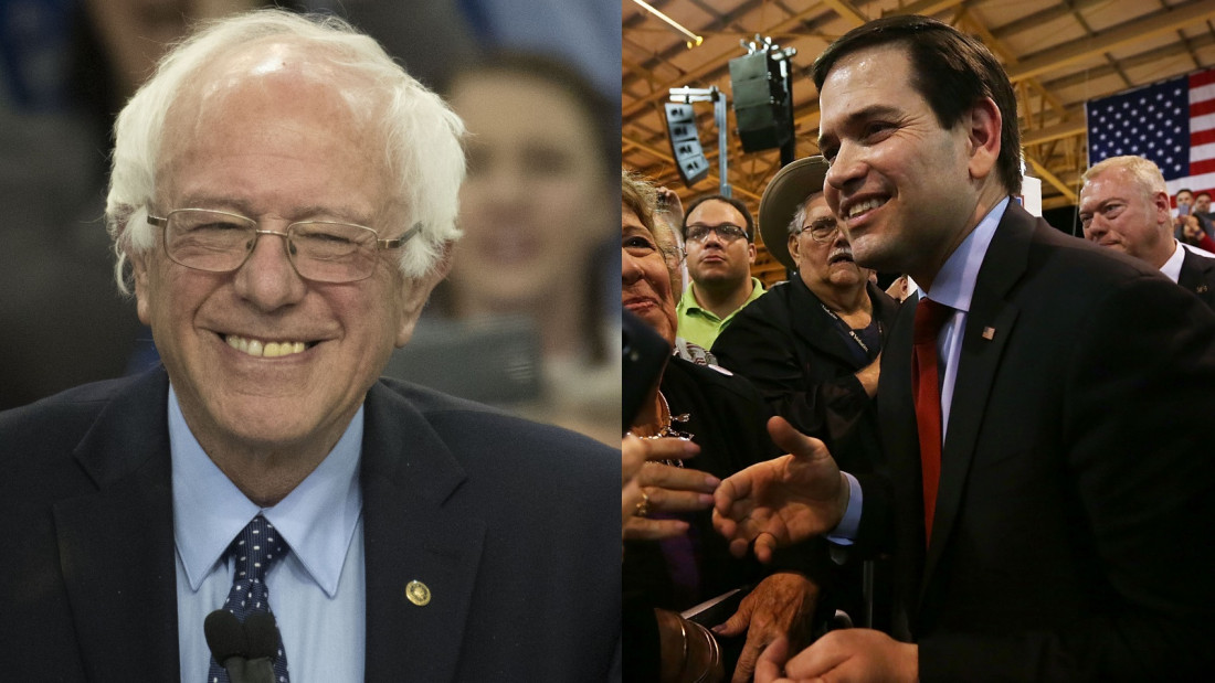 Las victorias de Sanders y Rubio no son suficientes para complicar a Hillary y a Trump