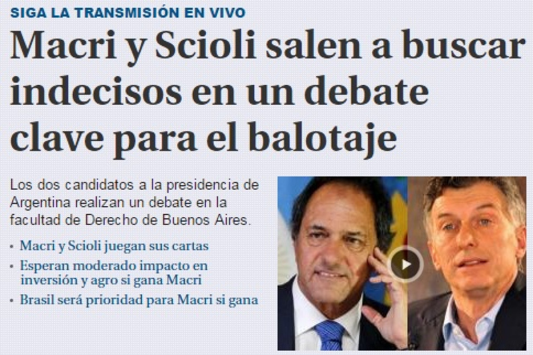 Así reflejan los diarios de la región el debate presidencial argentino