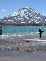 Abrió la temporada en Laguna del Diamante, con su majestuoso volcán Maipo