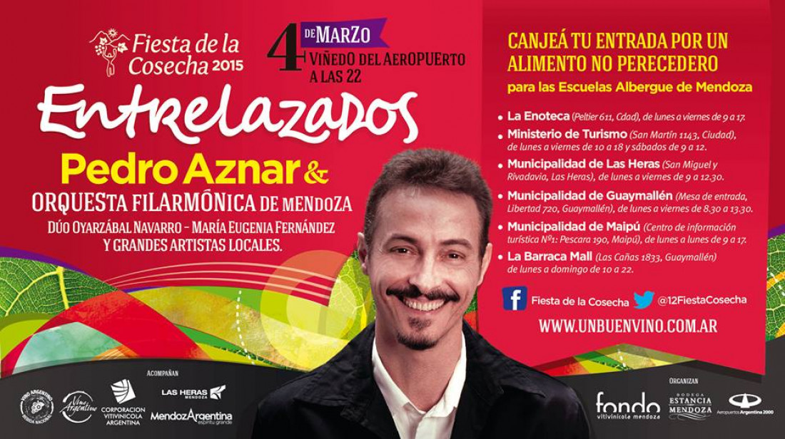 Pedro Aznar actuará en la Fiesta de la Cosecha