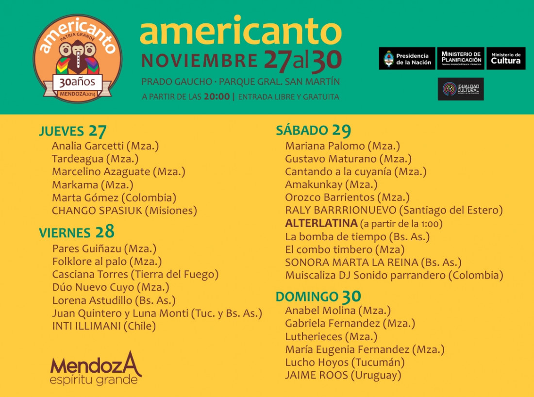 Mendoza festeja 30 Años de Americanto