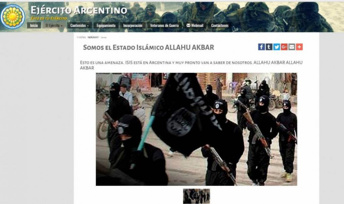 Hackearon la web del Ejército argentino y dejaron amenazas del EI