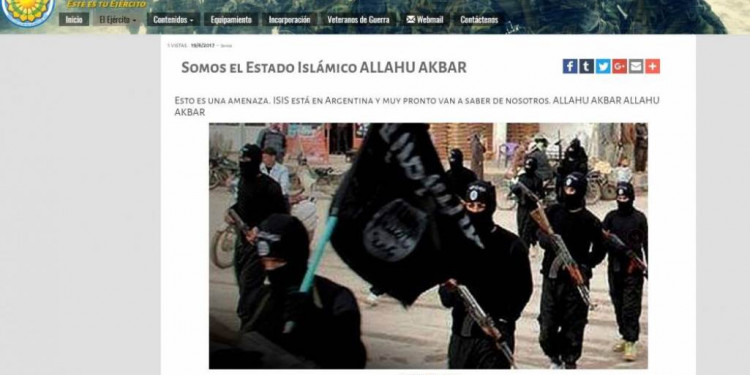 Hackearon la web del Ejército argentino y dejaron amenazas del EI