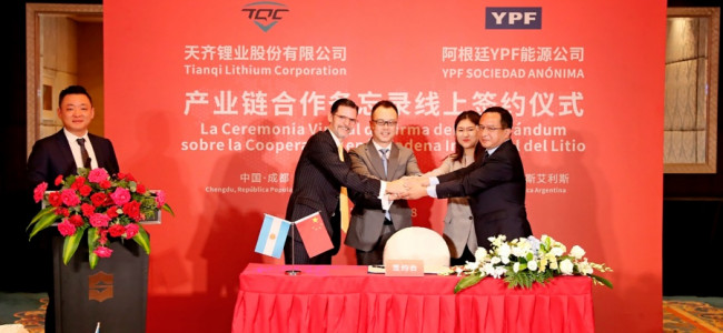 YPF se une a una empresa china para producir e industrializar el litio 