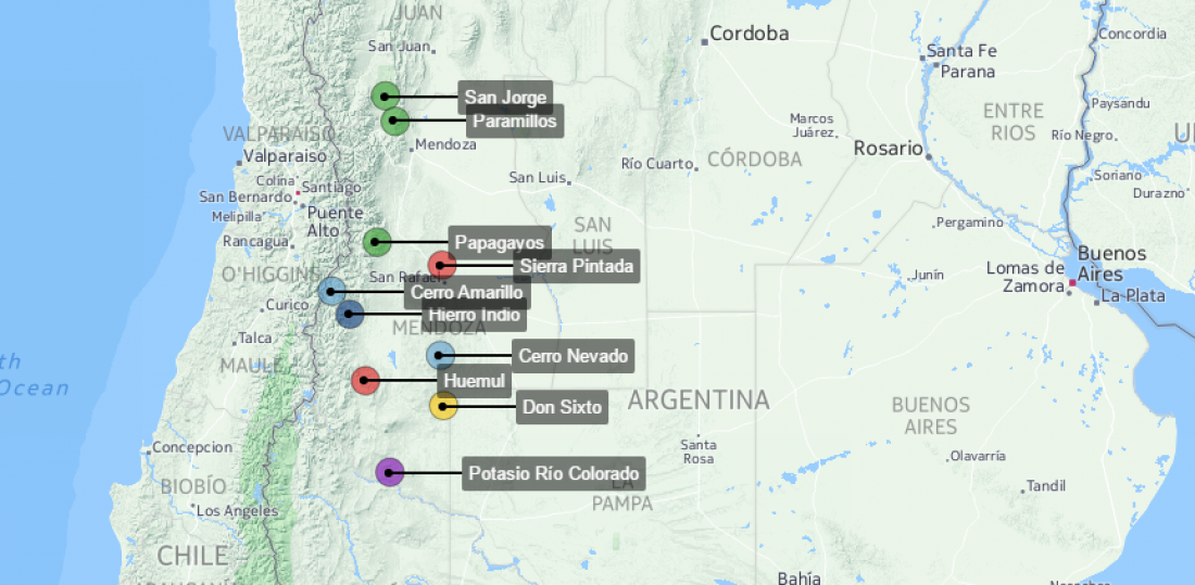 El mapa de los proyectos mineros frenados en Mendoza