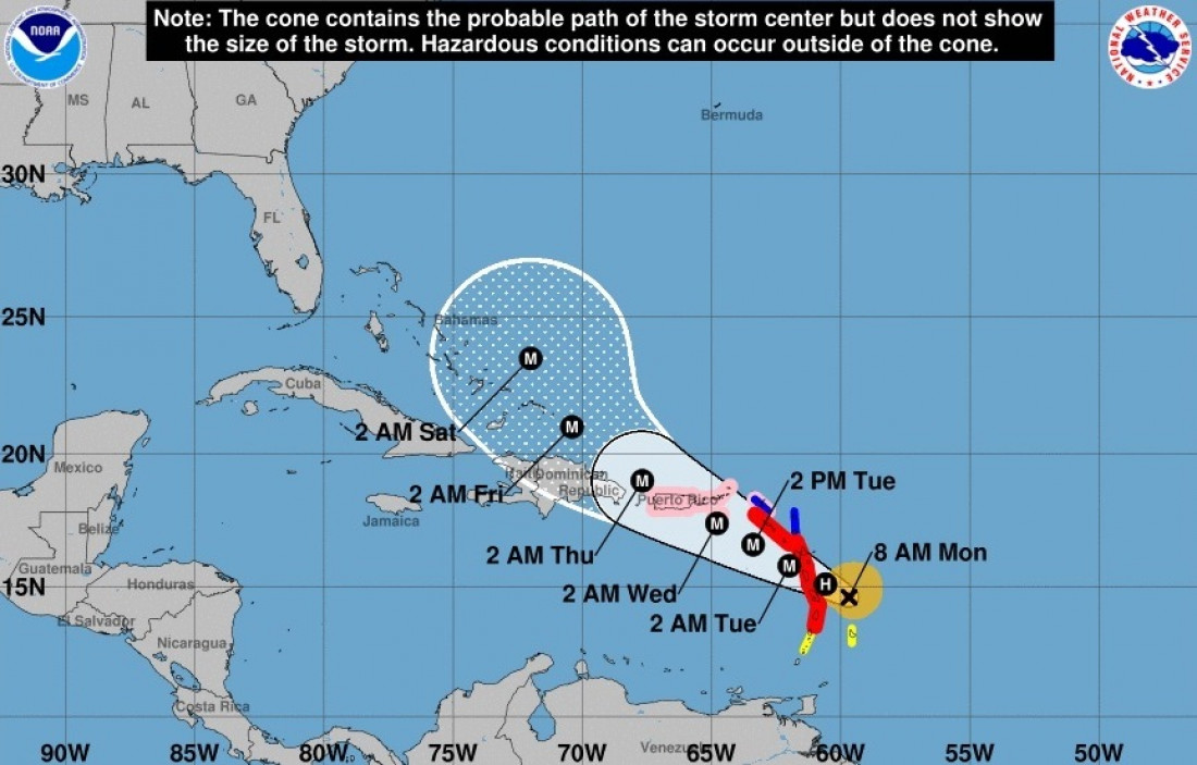 El huracán María ya es categoría 2 y llegará esta noche a las islas del Caribe