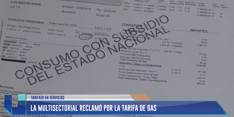 La multisectorial reclamó por la tarifa de gas