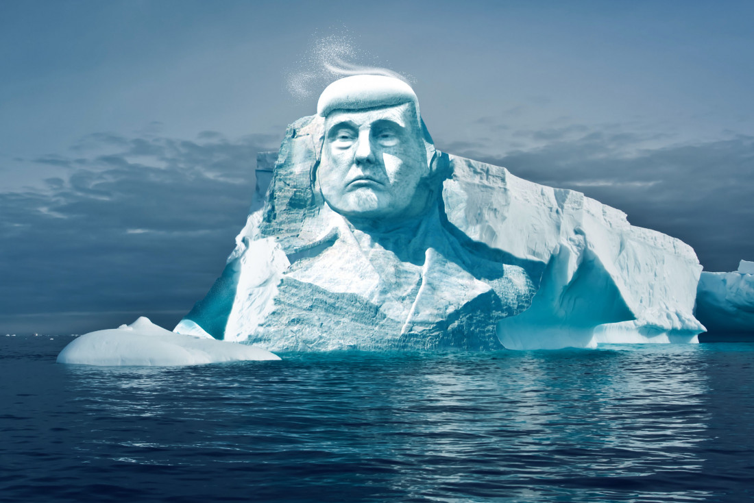 Quieren esculpir el rostro de Trump en un iceberg y filmar el deshielo en vivo