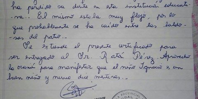 Certificado para el Ratón Pérez