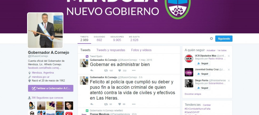 La llamativa felicitación de Cornejo a un policía