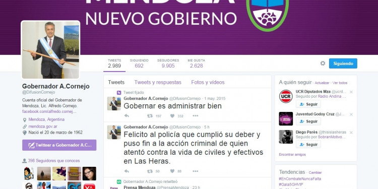 La llamativa felicitación de Cornejo a un policía