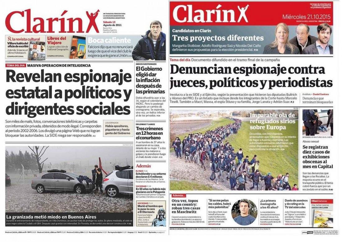 Clarín: las portadas previas a las elecciones