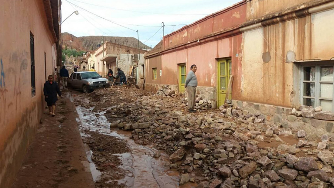 Evalúan los daños en las más de 100 viviendas afectadas por el alud en Tilcara