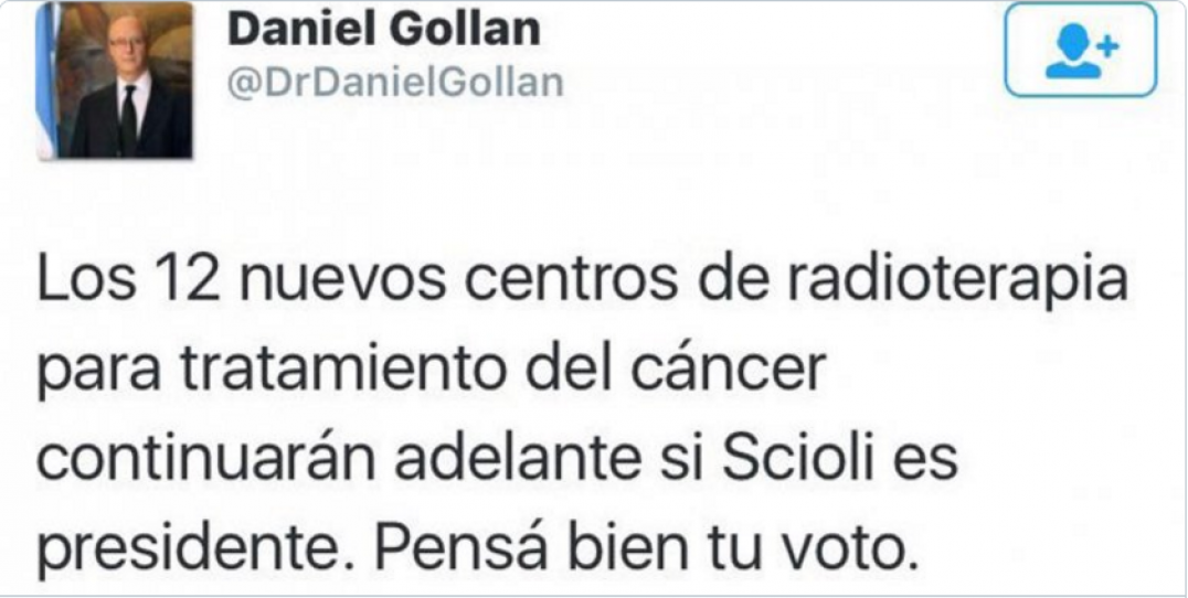 imagen Niegan advertencia a pacientes oncológicos si gana Macri