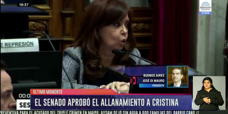 El Senado aprobó el allanamiento a Cristina Kirchner